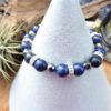 bracelet lapis lazuli et hématite, strass, femme