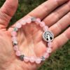 bracelet quartz rose sérénité et paix du cœur pour femme, arbre de vie