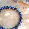 bracelet homme lapis lazuli agate noire et perle entrelacs acier