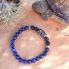 bracelet homme lapis lazuli lave et grosse perle entrelacs