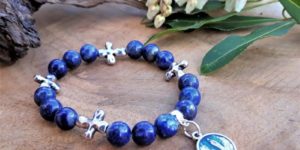 bracelet sainte vierge femme lapis lazuli et médaille sainte vierge