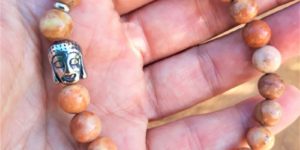 bracelet homme tibétain bois fossile bouddha acier inox ancrage calme énergie