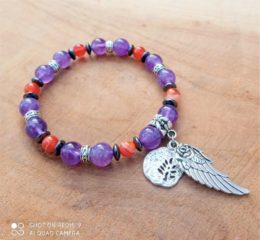 bracelet vive la vie améthyste cornaline hématite arbre de vie aile rose violet orange gris apaisement protection paix sérénité1