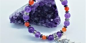 bracelet vive la vie améthyste cornaline hématite arbre de vie aile rose violet orange gris apaisement protection paix sérénité1