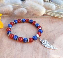 bracelet cornaline et lapis lazuli femme apaisement courage confiance créativité communication protection 1