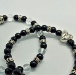 bracelets duo agate noire et cristal de roche aile coeur protection énergie spiritualité1
