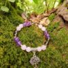 bracelet femme améthyste quartz rose quartz fumé breloque arbre de vie
