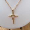 pendentif croix plaqué or 18k femme religion spirituel zirconium chaine acier inox or 3