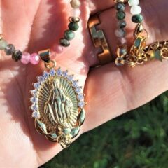 collier sainte marie acier inox or tourmaline