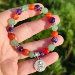 bracelet saint antoine pierre médaille naturelle or