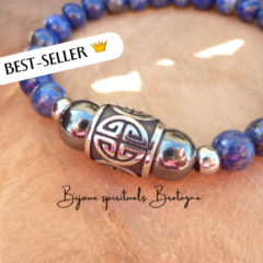 bracelet anti stress homme lapis lazuli hématite symbole longévité carpe diem bretagne depuis 2017